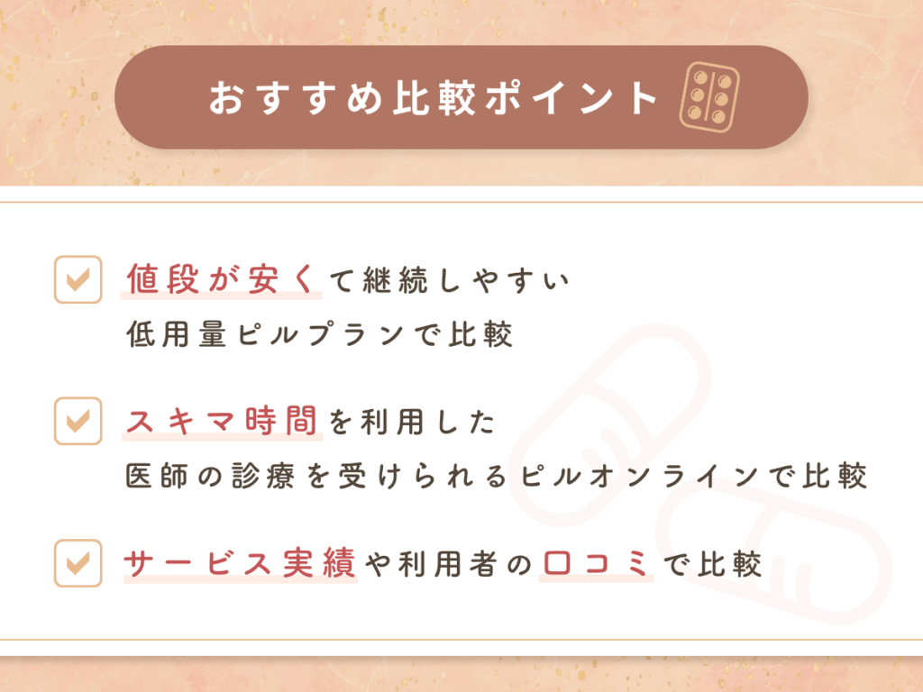 ピルオンラインの比較ポイント