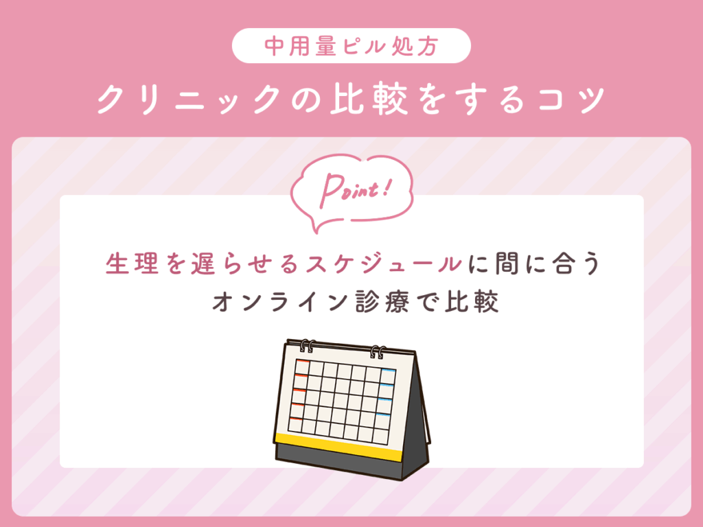 生理を遅らせるスケジュールに間に合うオンライン診療で比較